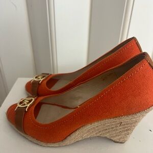 Michael Kors Orange Wedges with Gold Detail